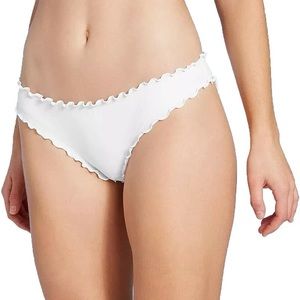 Shade & Shore NWT white Ruffle Cheeky Bikini Bottom large bathing suit swim